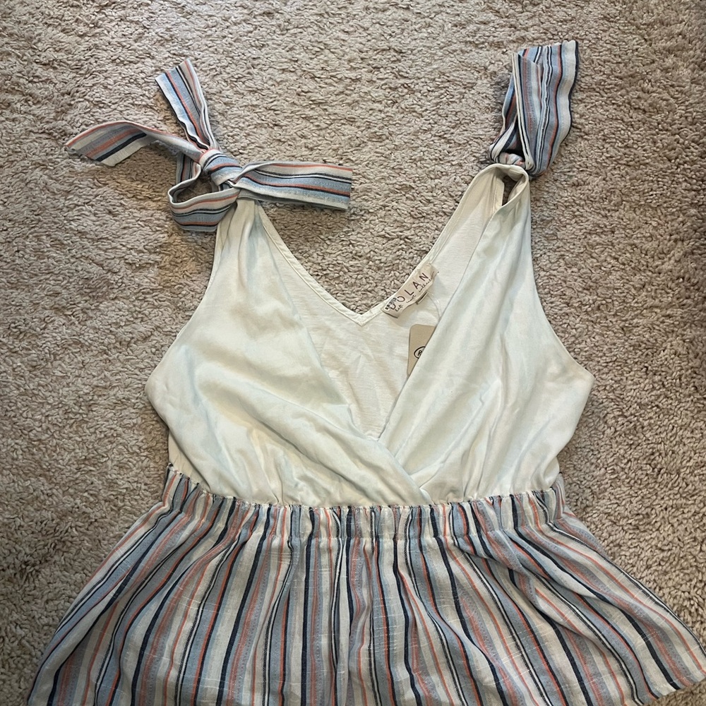 Dolan White and Multicolor Striped Tank Top